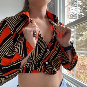 cropped bold button up